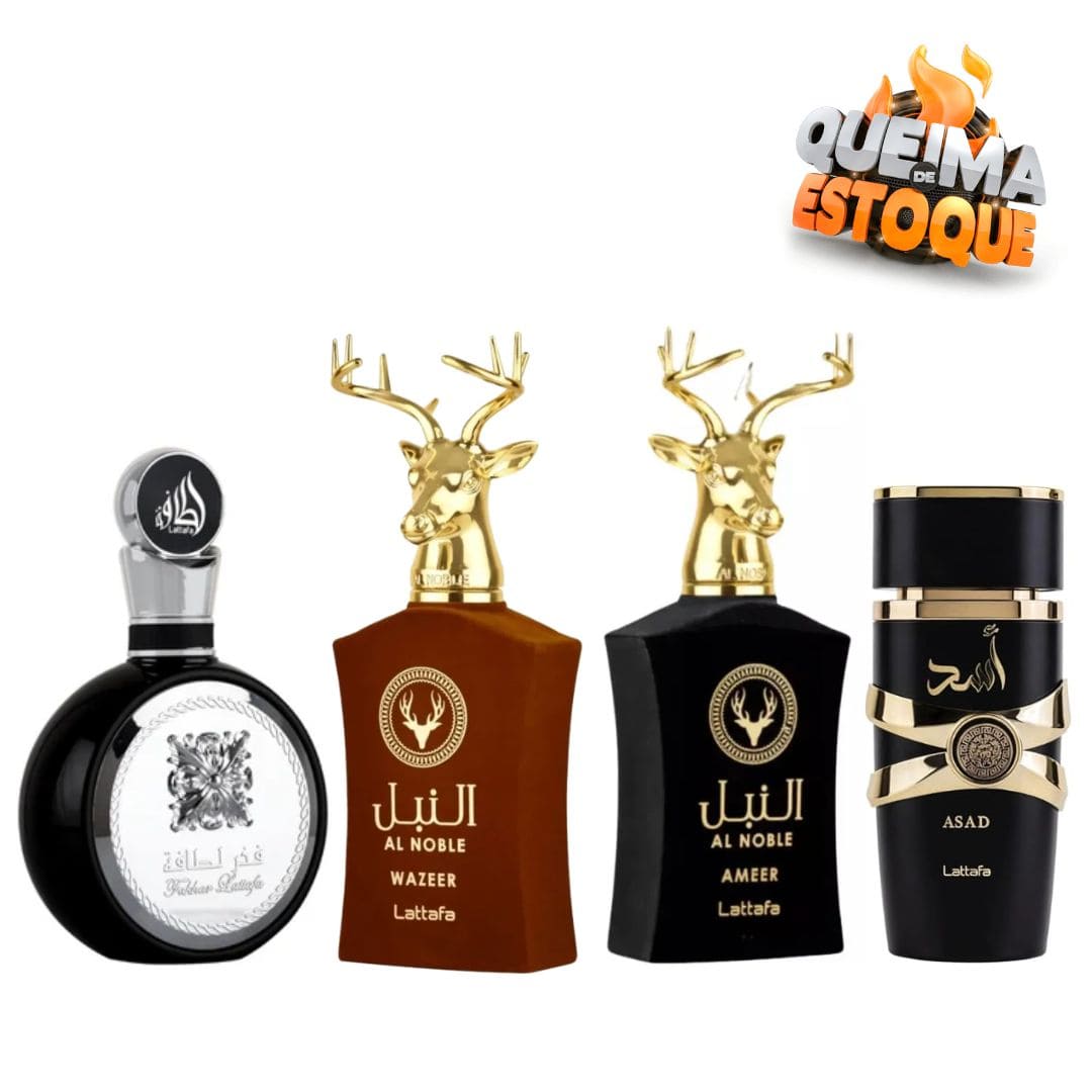 PROMOÇÃO COMPRE 1 LEVE 4 - Lattafa Fakhar, AL Noble Wazeer, AL Noble Ameer e Assad Lattafa - Oferta De Queima de Estoque de Ano Novo - 100ml cada